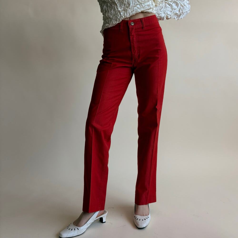 Cacharel Paris Red High-Waisted Wide Leg Jeans - Size 8 (Fits 2) - Picture 3 of 8